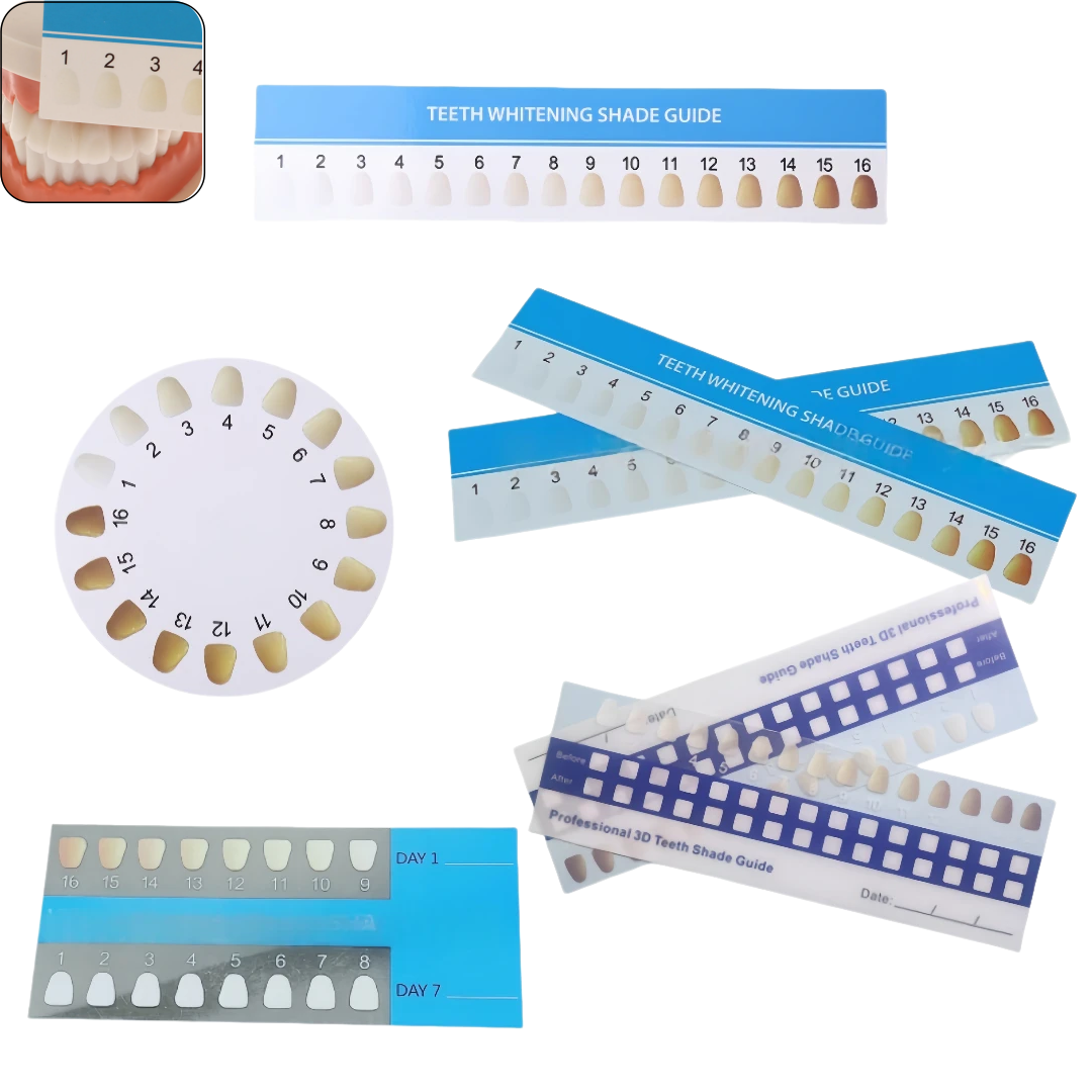 Teeth Whitening Shade Guide - 10pcs Dental Color Shade Comparison Card