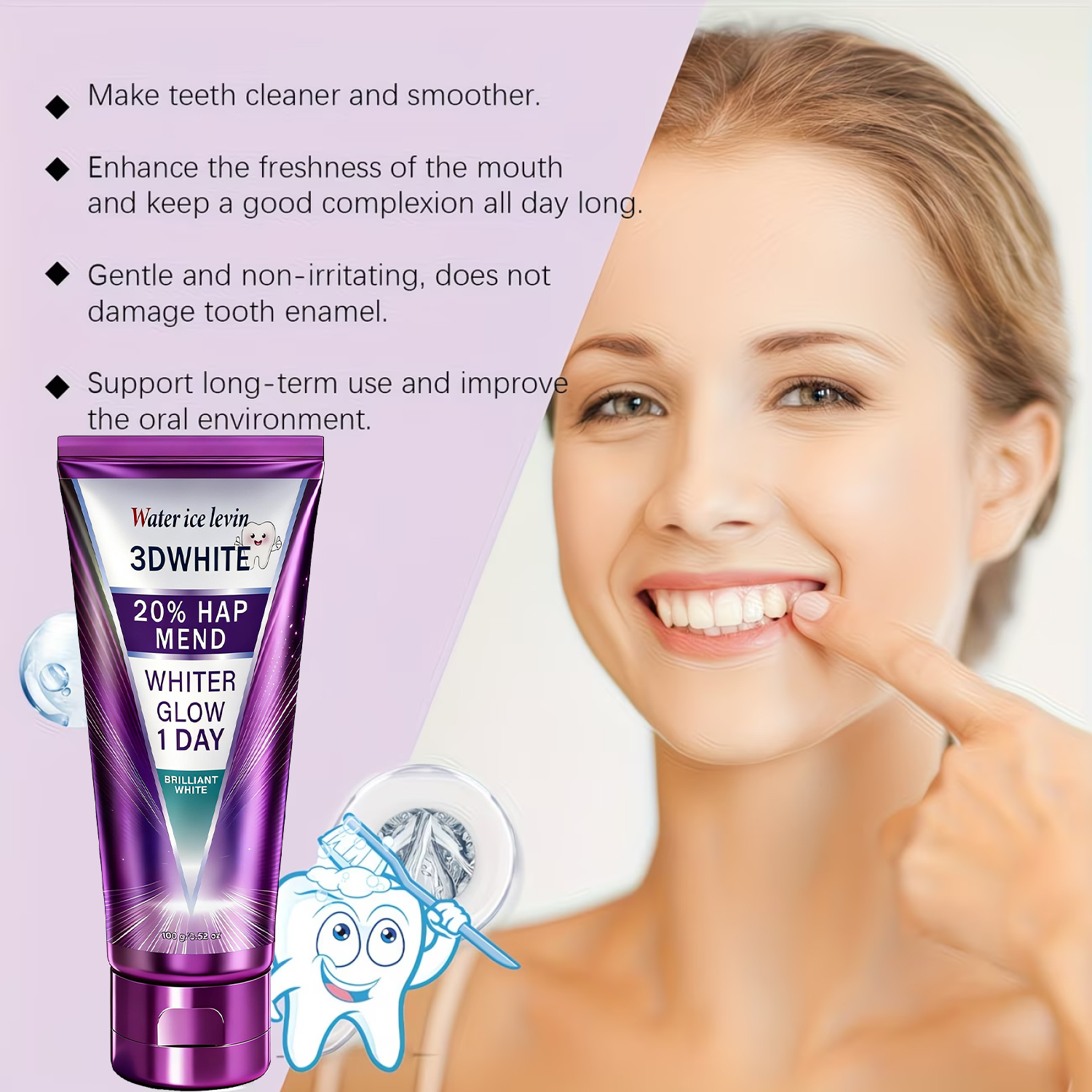 20% HAP 3D White Toothpaste -  - Teeth Whitening Foam ulasan dan harga