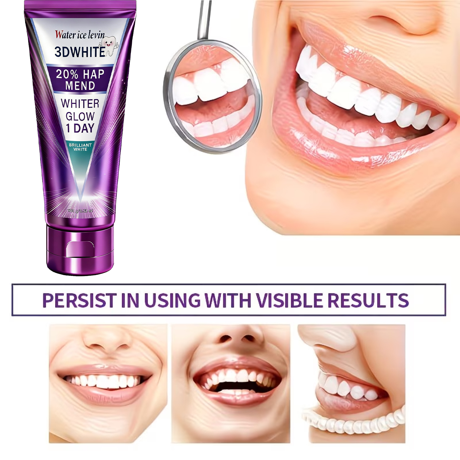 20% HAP 3D White Toothpaste -  - Teeth Whitening Foam ulasan dan harga