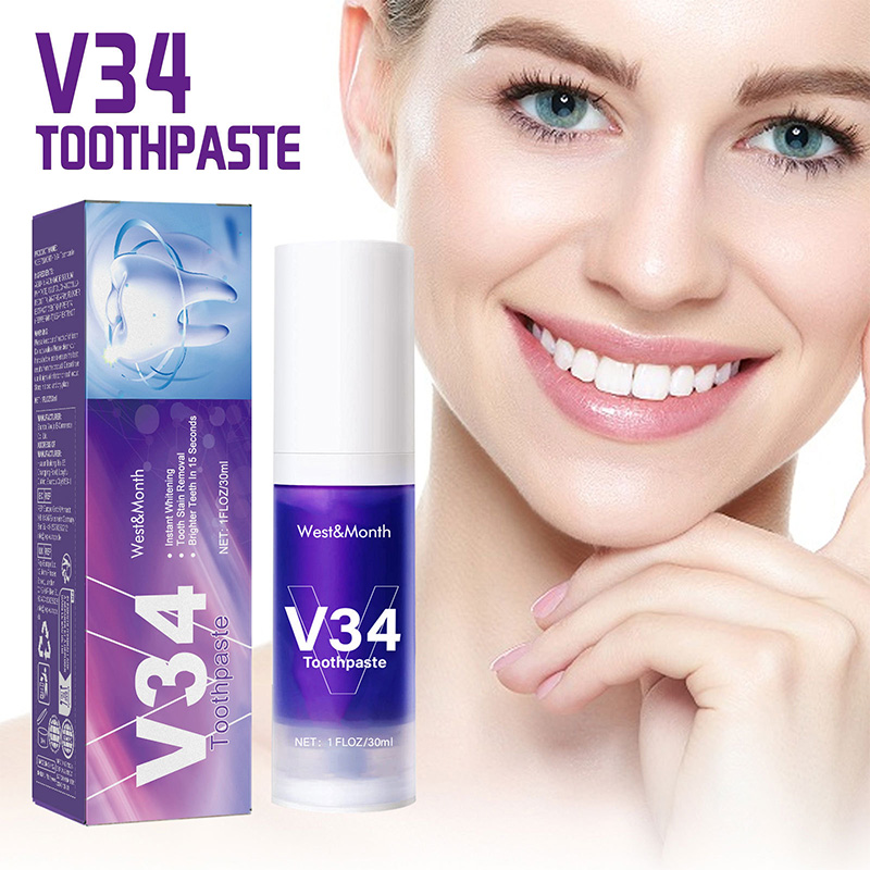 V34 Purple Toothpaste Mousse 3 - Teeth Whitening Foam ulasan dan harga