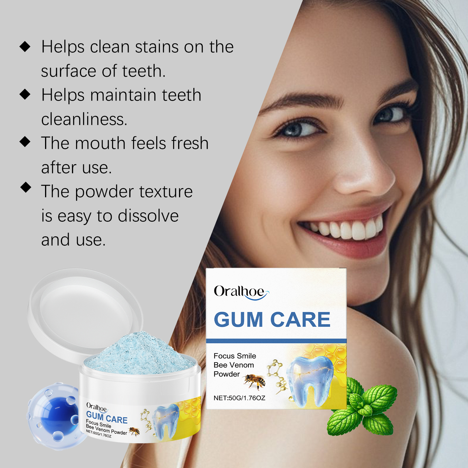 ORALHOE 50g Bee Venom Powder R - Teeth Whitening Ingredients ulasan dan harga