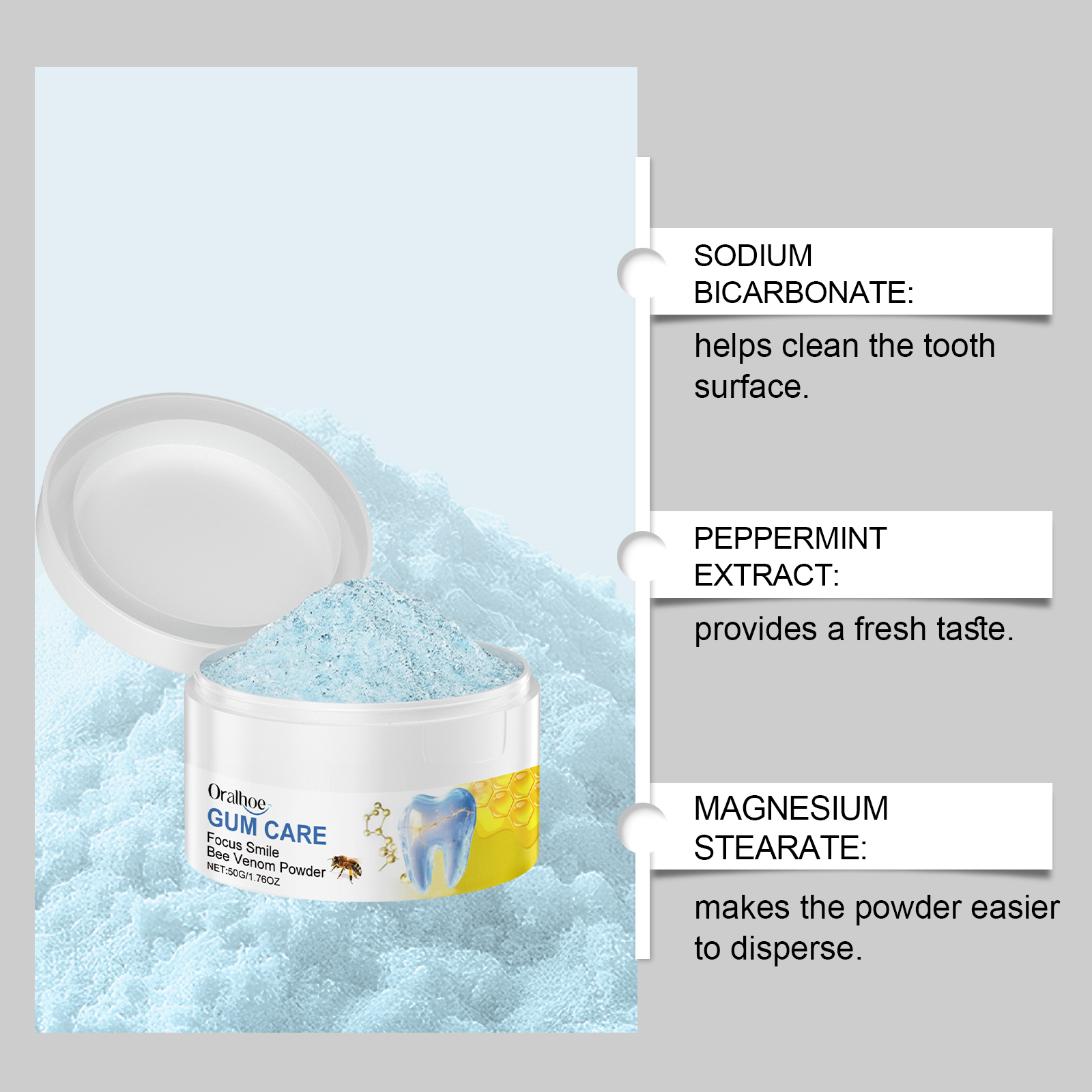 ORALHOE 50g Bee Venom Powder R - Teeth Whitening Ingredients ulasan dan harga