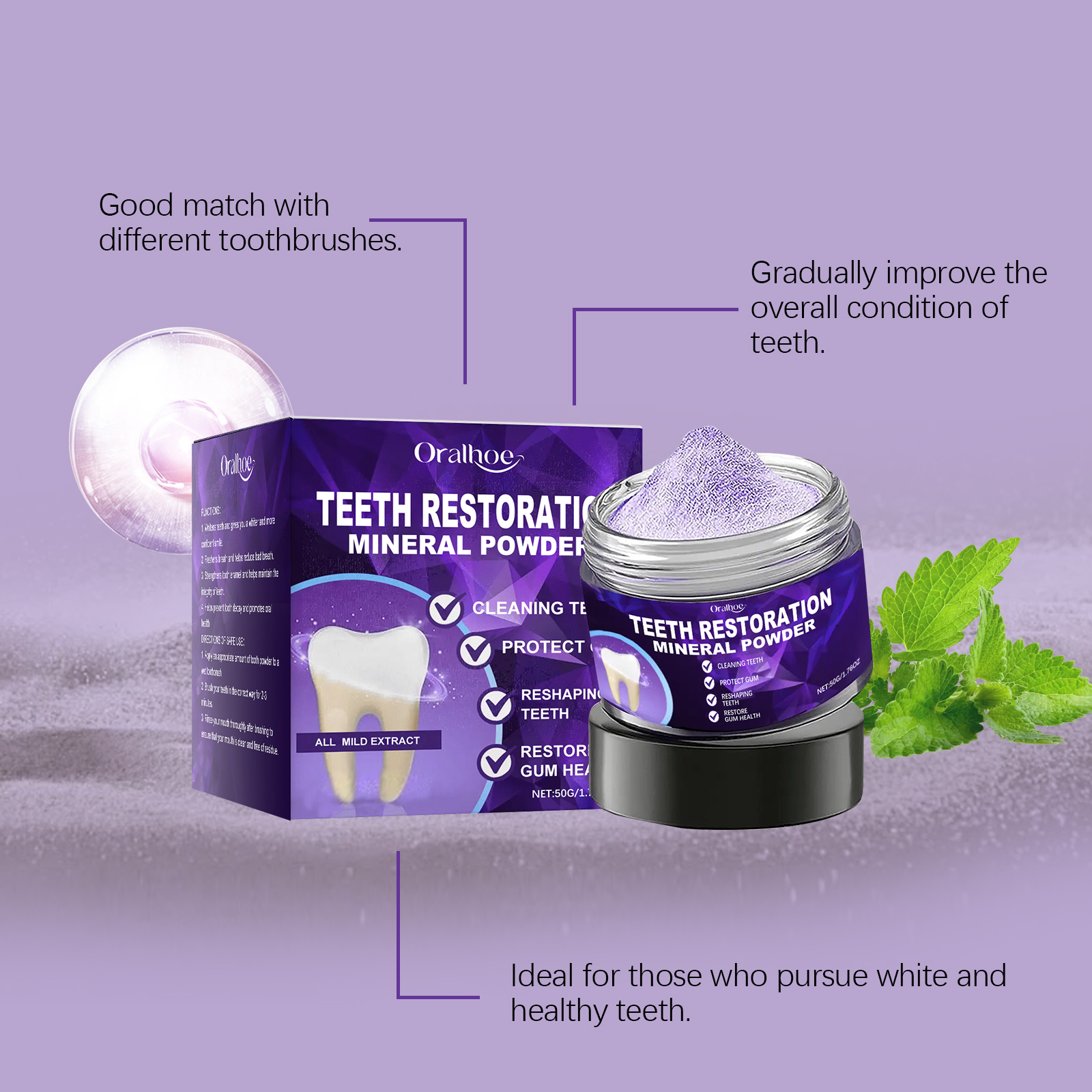 Purple Teeth Bleaching Powder  - Teeth Whitening Ingredients ulasan dan harga