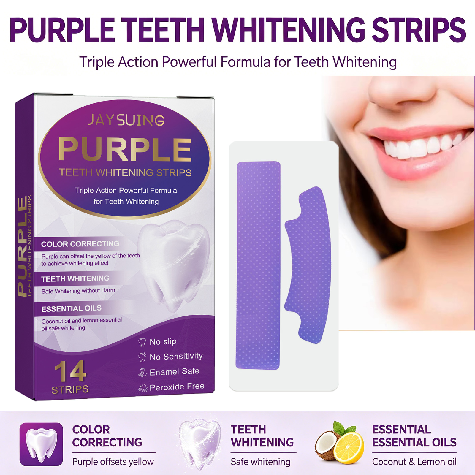 Purple Teeth Whitening Strips  - Teeth Whitening Home Kit ulasan dan harga