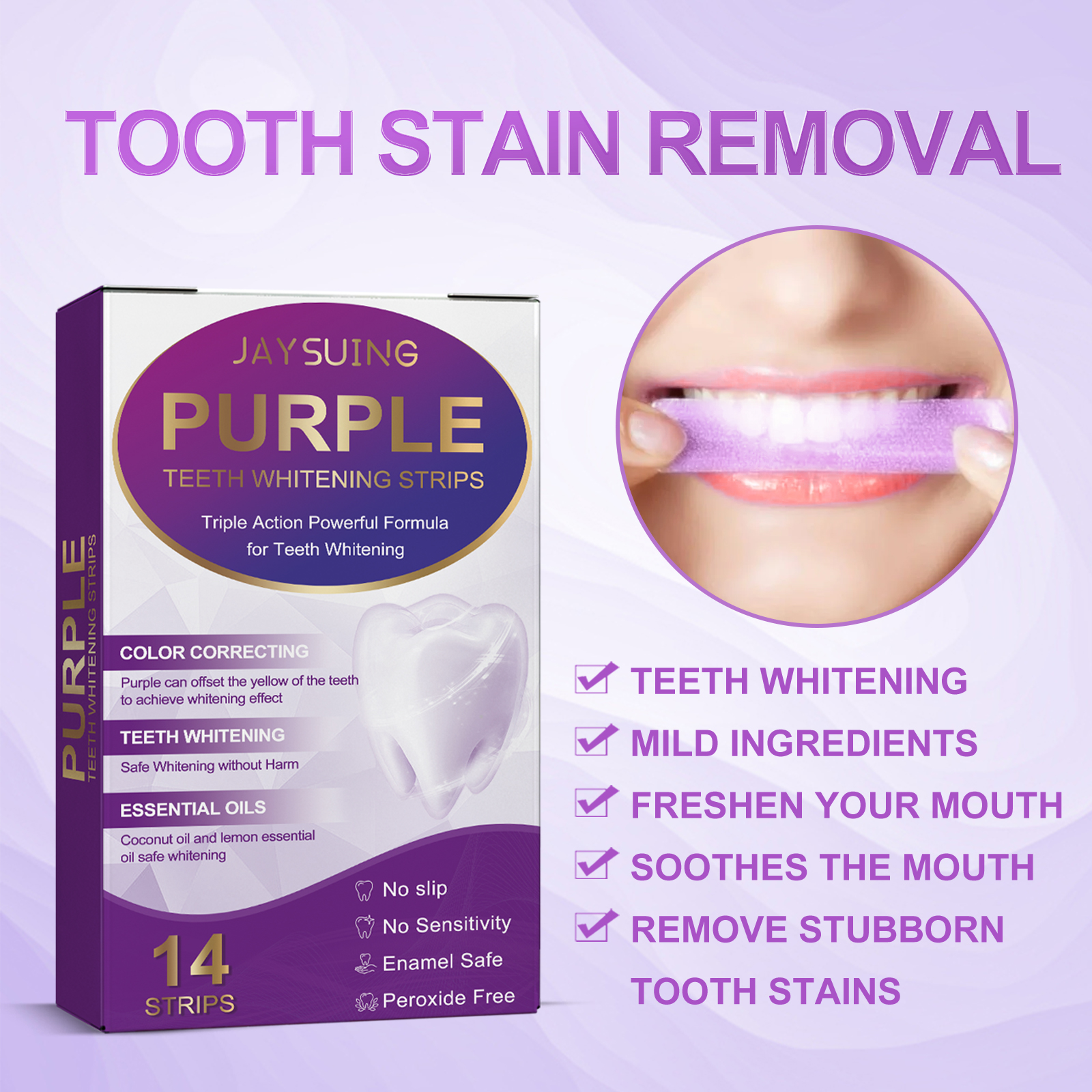 Purple Teeth Whitening Strips  - Teeth Whitening Home Kit ulasan dan harga