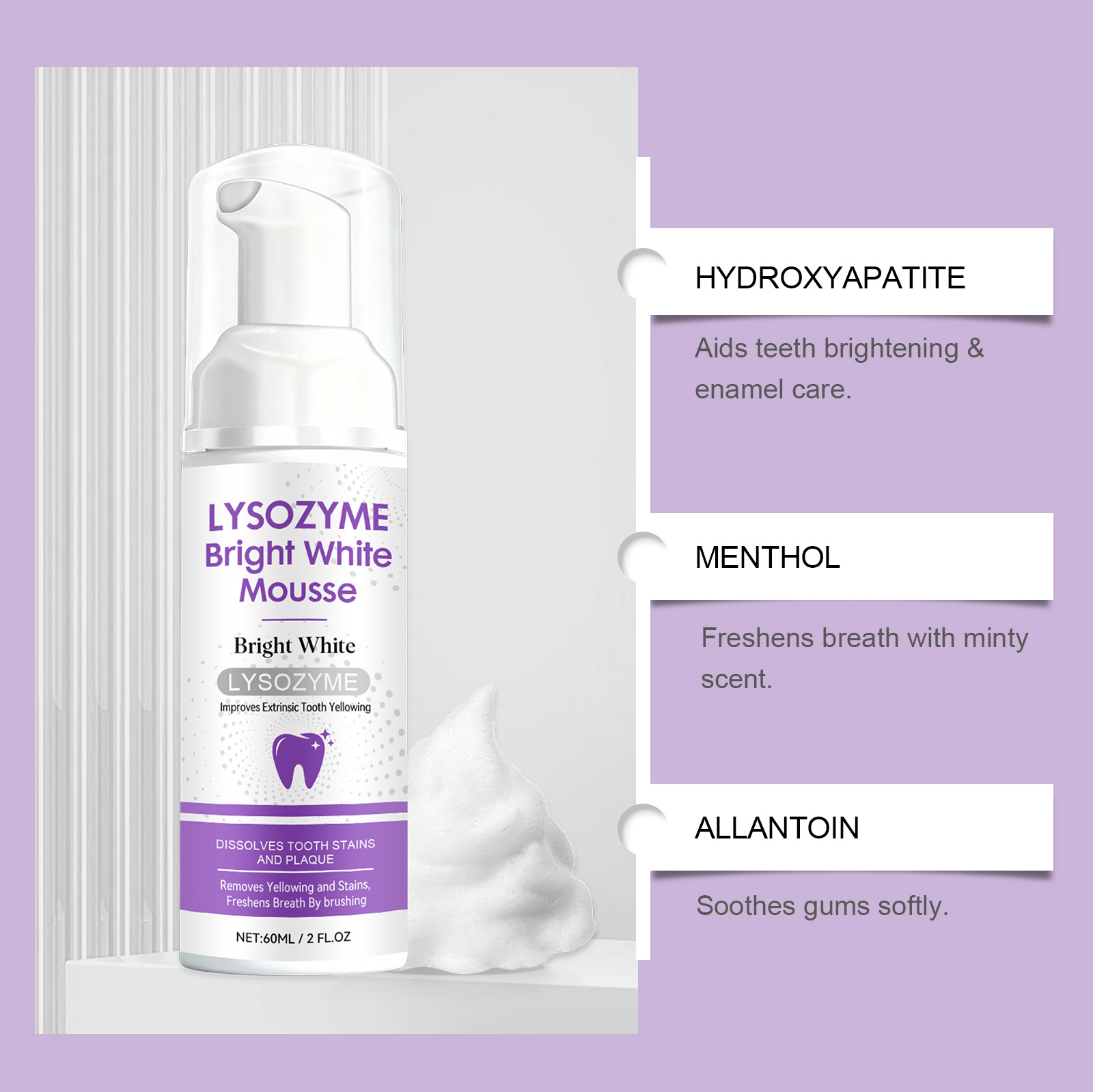 Hydroxyapatite White Teeth Mou - Teeth Whitening Foam ulasan dan harga